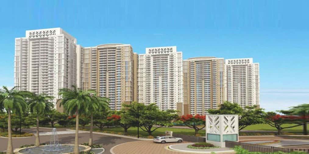 DLF Arbour II — high-rise towers behind a landscaped entrance