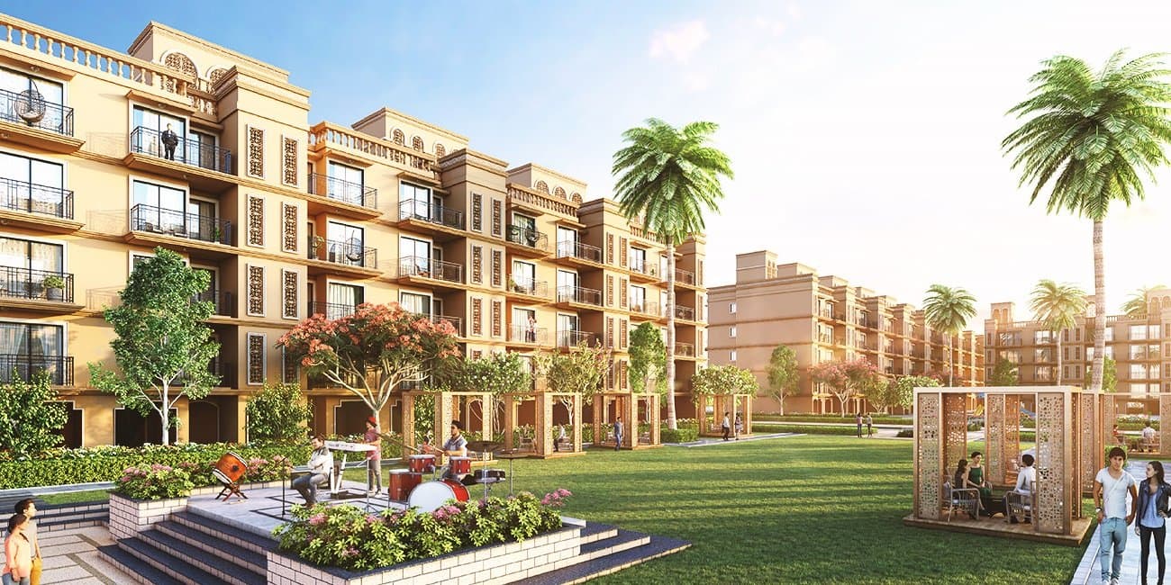 Signature Global Independent Floors — low-rise floors around a central garden
